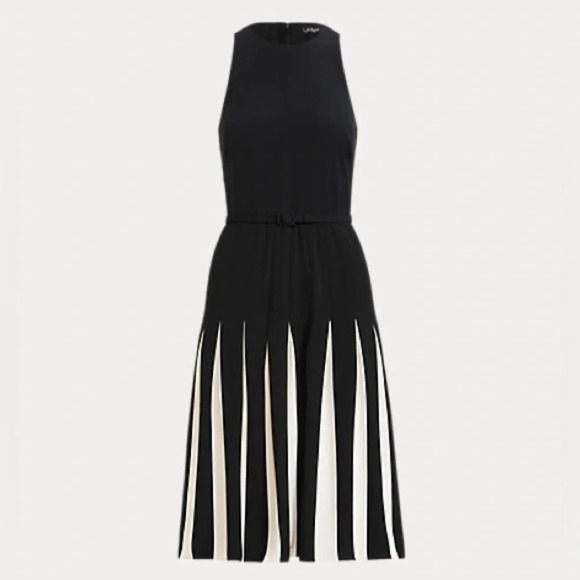 Lauren Ralph Lauren Two Tone Pleated Sleeveless Dress - Picture 1 of 13